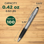 DISCOUNT PROMOS Custom Stylus Ballpoint Pens Set of 100, Personalized Bulk Pack - Black Ink, Great for Office, School, Business, Tradeshows, Events - Black