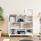 Chyanmoo Wood Cube Storage Organizer White Bookshelf - 3-Tier Freestanding Storage Cabinet with Legs for Home Office, 8-Cubes Open Shelf