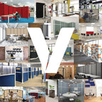 Versare Workstation Partition | Portable Wall Divider | Modern Office Cubicle | Free Standing Privacy Screen | Flexible Work Space | 33" x 70" Navy Blue Fabric Panels