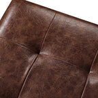 Adeco 18" Storage Ottoman Foot Rest Stool, Walnut Leather Ottoman with Black Solid Wood Legs and Hinged Lid, Small Foot Stool for Living Room, Bedroom
