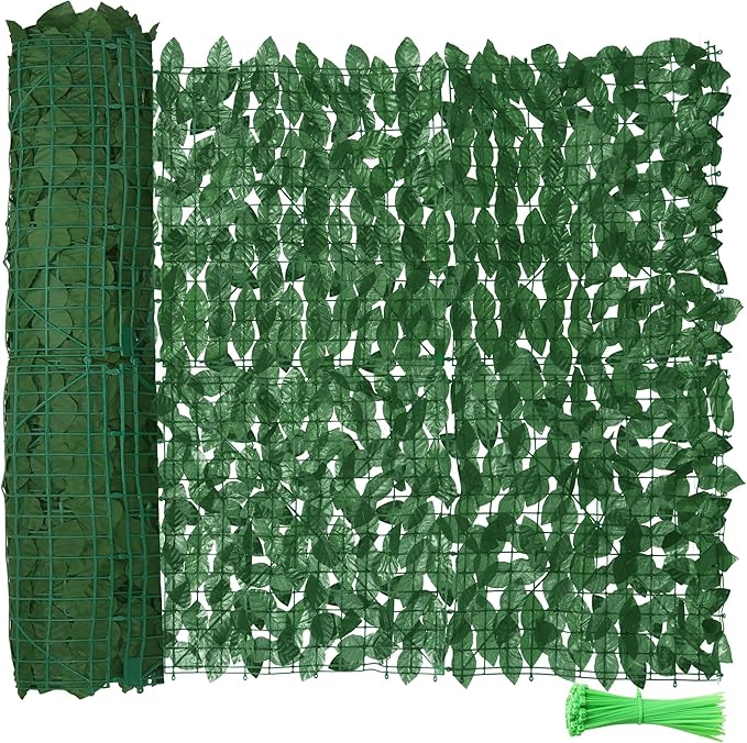 ZhiYo-GD Artificial Ivy Fence Privacy Screen 138x39in, Faux Ivy Wall Privacy Fence, Green Artificial Hedges with Pothos Leaves for Outdoor Wall Decor, Garden, Balcony, Patio, Apartment, and Yard