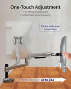 Ergounion Single Monitor Arm Desk Mount, Holds Screens up to 40 Inches and 25 lbs, Fully Adjustable Vesa Monitor Mount with C-Clamp and Grommet Base, Aluminum, Silver
