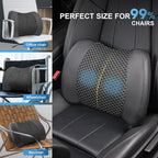 Lofty Aim Memory Foam Lumbar Cushion Provides Lower Back Pain Relief and Comfortable Support for Driving, Chair Support for Car-Office Chair, Wheelchair - Sleek Black