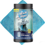 MiracleWipes for Electronics Cleaning - Screen Wipes Designed for TV, Phones, Monitors and More - Includes Microfiber Towel - (30 Count)