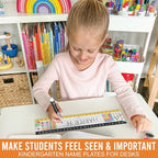 Desk Name Tags for Classroom -25 Student Name Plates for Classroom Kindergarten, Preschool, 1st, 2nd & 3rd Grade, 13x3 Teacher Nameplates for Student Desks, Colorful Nametags