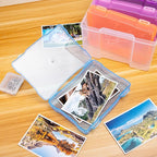 Find Scrapblooms 5×7 Photo Storage Box With Handle,Plastic photo keeper With 6 inner 5×7inch photo cases,Card Organzier Craft Storage box for pictures,stamps,seeds (Colorful With Handle)