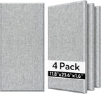 Olanglab Fiberglass Acoustic Wall Panels 4 Pack, 11.8'' x 23.6'' Sound Panels, Fabric Wrapped Sound Proof Panels for Walls (Light Gray)