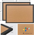 Yunihome Cork Bulletin Board, 13''x18''-2pack Hanging Cork Board Wooden Framed with Pins for Wall, Dorm Room, Office, Home Decor – Natural Cork & Black Frame