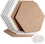 Fwpelt 15'' Large Hexagon Cork-Bulletin Board Tiles Adhesive Frameless 10 Pack 15 x 13 inch Hex Pin Corkboard Prayer Vision Cork Board for Office-Wall Decor, Hexagonal Tack Pinboard with 30 Push Pins