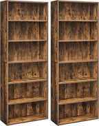 VASAGLE Set of 2 Bookshelves, 23.6 Inches Wide, 6-Tier Open Bookcases with Adjustable Storage Shelves, Floor Standing Units, Rustic Brown ULBC166X01-2