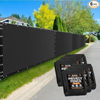 Xpose Safety Privacy Fence Screen 8’ x 50’ (6 Pack) – Heavy Duty Black Mesh with 90% Visibility Block, UV Protection – Includes Cable Ties – for Garden, Yard, Nursery, Kennel, Dog Run, Greenhouse