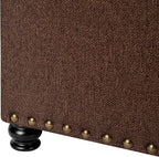 Decent Home 24" Storage Ottoman, Fabric Ottoman Foot Rest Stool with Hinged Lid, Tufted Rectangle Upholstered Footstool, Load Up to 350 lb, for Living Room, Bedroom, Dorm, Coffee Brown