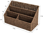 DINGTAI Woven Mail Organizer, Mail Organizer Countertop, Natural Tabletop Mail Holder, Rattan Desk Organizer, Boho Office Desk Accessories, Mail Basket for Bill Mail Papers Letters(Brown)