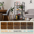 CAPHAUS 5 Tier Bookshelf, 24 Inch Width Free Standing Shelf, Bookcase Shelf Storage Organizer, Industrial Book Shelves for Home Office, Living Room, Kitchen, Rustic Oak