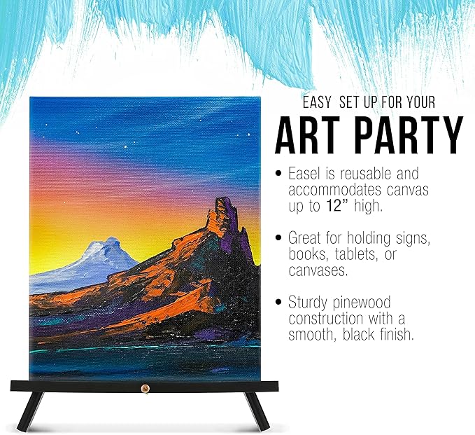 U.S. Art Supply 12" Black Wood Tabletop Easel (4 Pack) - Adjustable A-Frame Canvas Stand for Painting Party & Signs - Table Top Easel for Painting, Canvas Holder, Crafts, Photos, Pictures