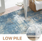 GENIMO Washable Area Rugs for Living Room, 8x10 Modern Non Slip Rugs, Low Pile Lightweight Soft Print Rug for Bedroom, Dining Room, Home Office, Washed Mist Blue