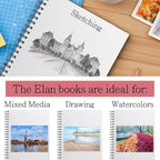 Elan A4 Sketchbook, 80 Sheets Italian Paper 80 lb/120 GSM, Acid-Free Sketch Book 11.7x8.3 Inch, White Drawing Paper Pad, Spiral Bound Sketchbook A4