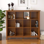 SIMPLIHOME Artisan Bookcase - 57 inch Tall 12-Cube Solid Wood Cube Organizer in Honey Brown, Transitional Storage Bookcase for Living Room, Study Room or Office with Fixed Shelves and Tapered Legs