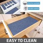 Drymate Premium Luxury Shelf & Drawer Liner, Thick Cushioned Fabric, Non-Adhesive, Absorbent, Waterproof, Slip-Resistant, Liners for Kitchen Cabinets, Cupboards (USA Made)(12”x59”)(24-Pack)(Blue)
