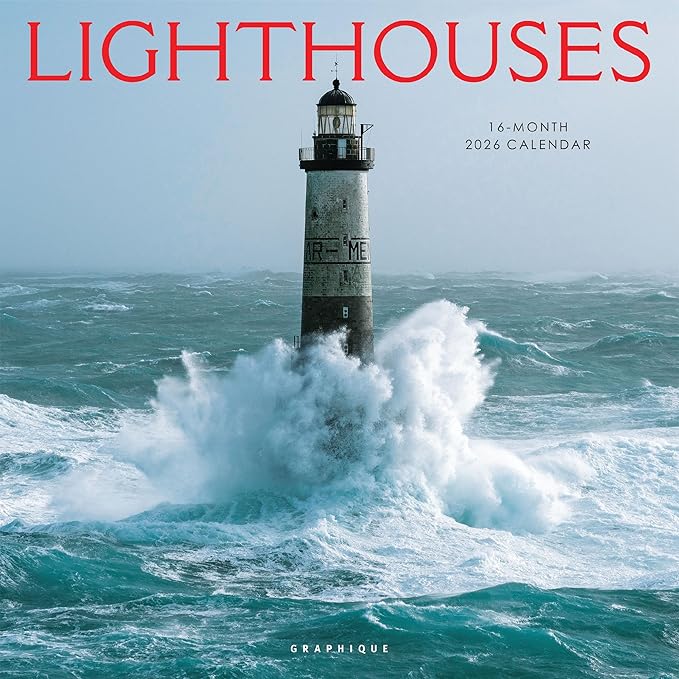 Graphique 2026 Lighthouses Wall Calendar | 12” x 12” | Thick Paper | Home & Office Organizer | Large Monthly Grid | 3 Languages & Marked Holidays | 4 Month Preview Page for 2027