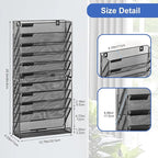 EasyPAG Wall File Holder 10 Tier Mesh Hanging Folder Organizer with Flat Tray Wall Mounted Mail Organizer Magazine Paper Desk Shelf with Nametag Label for Office Home School, Black