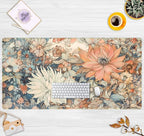 Retro Japanese Floral Mouse Pad Boho Desk Mat Aesthetic Flower Desk Matt for Desktop Large XXL Extended Gaming Deskmat, Laptop Keyboard Mouse Mat Office Decor Accessories for Women 31.5''x15.7''