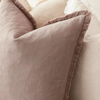 Foindtower Set of 2 Decorative Linen Fringe Throw Pillow Covers Boho Farmhouse Cushion Cover with Tassels Soft Accent Pillowcase for Couch Sofa Bed Living Room Home Decor,16×16 Inch,Dusty Pink