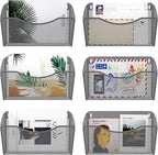 EasyPAG 6 Single Pocket Wall File Organizer, Mesh Hanging File Folder Organizer for Letter/A4 Size Folders, Wall Mounted Vertical Mail Holder for Paperwork, Office, Home, School, Silver