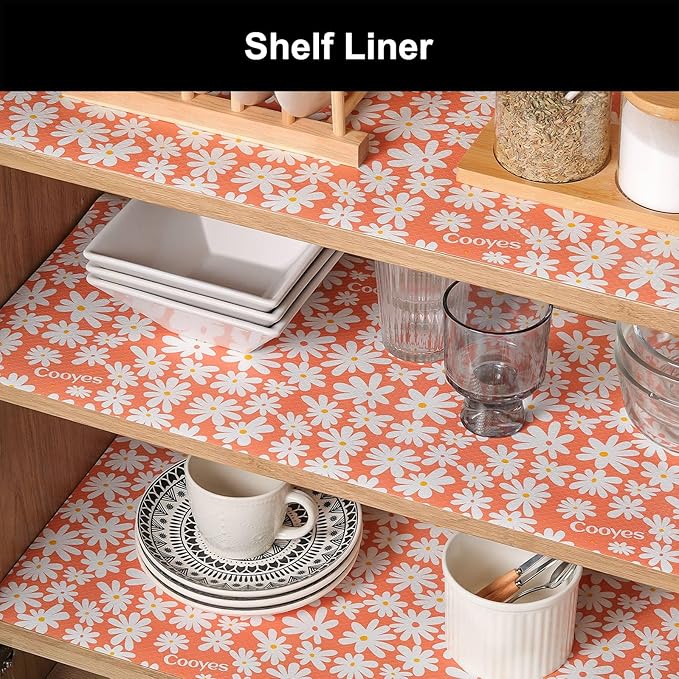 Cooyes Shelf Liner – Premium Non-Adhesive Cabinet & Drawer Liner for Kitchen – Waterproof Shelf Paper with Modern Pattern – Durable EVA Cabinet Mat – Easy to Cut （12" W x 360" L）