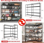5 Tier Storage Shelves Metal Shelving Unit Load 1500LBS,Adjustable Wire Shelving Pantry Shelves for Storage,Kitchen Shelves Storage Rack for Commercial Garage Shelving Heavy Duty,61.7"W*72.4"H*15.8"D