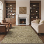GENIMO 9x12 Area Rugs for Living Room, Machine Washable Non Slip Vintage Rugs, Low Pile Lightweight Print Rug for Bedroom, Dining Room, Home Office, Tan Brown