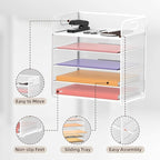 2 Pack 5-Tier White Desk Organizer with Handle Mesh Desk File/Paper Organizer Letter Tray for Office, School and Home Easy Installation