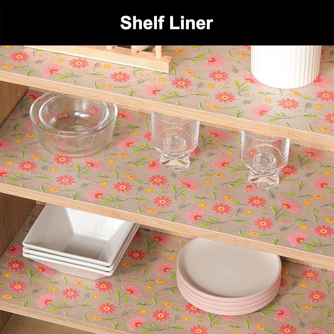 Cooyes Shelf Liner – Premium Non-Adhesive Cabinet & Drawer Liner for Kitchen – Waterproof Shelf Paper with Modern Pattern – Durable EVA Cabinet Mat – Easy to Cut (17.5" W x 360" L)