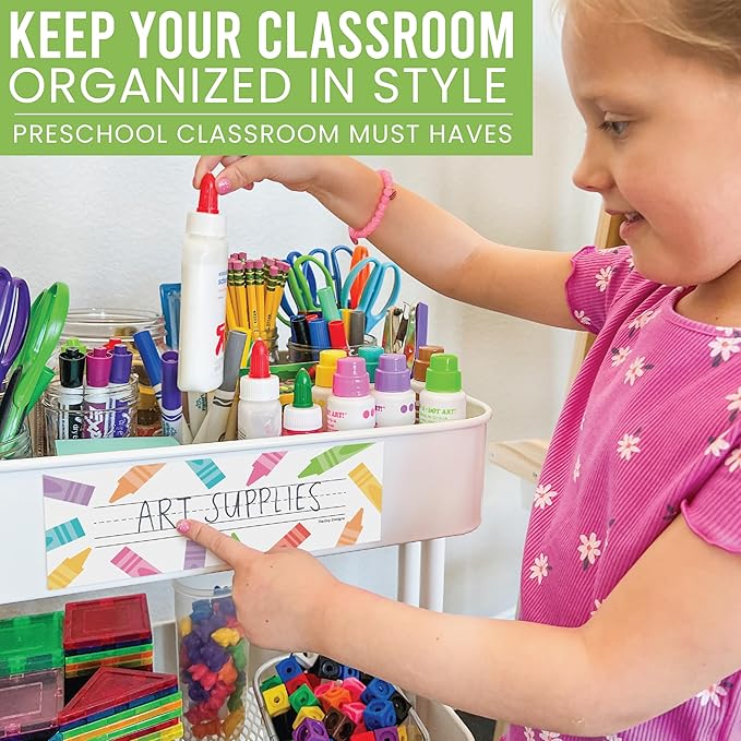 Desk Name Tags for Classroom -25 Student Name Plates for Classroom Kindergarten, Preschool, 1st, 2nd & 3rd Grade, 9x3 Teacher Nameplates for Student Desks & Cubbies, Pastel Nametags