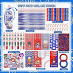 LiYiQ 247 Pcs Baseball Party Supplies Return Gifts for Party, Student Stationery Gifts from Teacher Rewards Prizes, Pencil Erasers Notebooks Stickers for Baseball Classroom Birthday