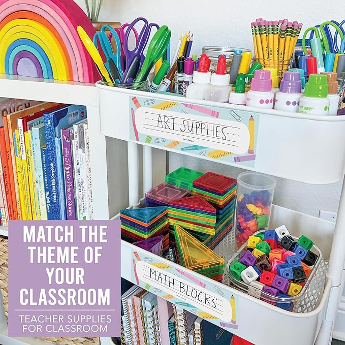 Desk Name Tags for Classroom -25 Student Name Plates for Classroom Kindergarten, Preschool, 1st, 2nd & 3rd Grade, 9x3 Teacher Nameplates for Student Desks & Cubbies, Pastel Nametags