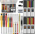 STAGEEK 22 Pack Carpenter Pencil Set with Sharpener, Mechanical Carpenter Pencils with 60 Refills, Deep Hole Long-Nib Marker Pens, Carbide Scribe Tool & Construction Pencils for Architect with Case