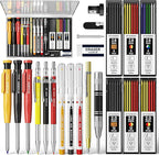 STAGEEK 22 Pack Carpenter Pencil Set with Sharpener, Mechanical Carpenter Pencils with 60 Refills, Deep Hole Long-Nib Marker Pens, Carbide Scribe Tool & Construction Pencils for Architect with Case