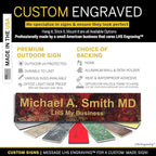 Engraved Name Plates for Door Sign Personalized Rustico Granite Pattern Plastic Plaque with Gold Letters - Made in USA 2x10 S7