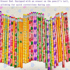 Jsehchya 72PCS Corlorful Wooden cased Pencils for Kids with Erasers, Wood Wedding Golf for School,Drawing,Gift (72PCS) (Fruit, 72)