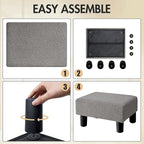 BRIAN & DANY Small Foot Stool Ottoman, Footstool with Legs, Teddy Velvet Foot Rest for Living Room, Bedroom and Office, Grey
