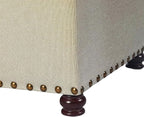 Decent Home 24" Storage Ottoman, Fabric Ottoman Foot Rest Stool with Hinged Lid, Tufted Rectangle Upholstered Footstool, Load up to 350 lb, for Living Room, Bedroom, Dorm, Beige, Bronze Rivets