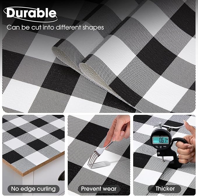 ALIUNI Drawer and Shelf Liner, Non-Slip Kitchen Cabinet Liners Non-Adhesive Thick Strong Grip Waterproof Washable Mats Protect Dresser Shelves Cupboard Bathroom Cabinets, Buffalo Plaid, 12 in X 30 FT