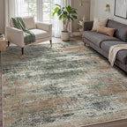 GENIMO 6x9 Area Rug-Washable, Lightweight Foldable Low Pile Carpet with Rubber Backing, Modern Pet Friendly Decorative Rug for Living Room, Bedroom, Playroom, Gray Mist