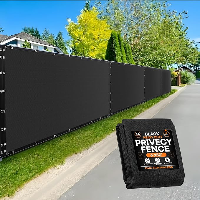 Xpose Safety Privacy Fence Screen 6’ x 50’ – Heavy Duty Black Mesh with 90% Visibility Block, UV Protection – Includes Cable Ties – for Garden, Yard, Nursery, Kennel, Dog Run, Greenhouse