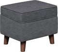 FAGAGA Storage Ottoman with Adjustable Cover, Soft Step Stool, Footrest and Seat, Ottoman Foot Rest for Living Room, Bedroom, Dorm, Light Gray