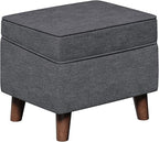 FAGAGA Storage Ottoman with Adjustable Cover, Soft Step Stool, Footrest and Seat, Ottoman Foot Rest for Living Room, Bedroom, Dorm, Light Gray
