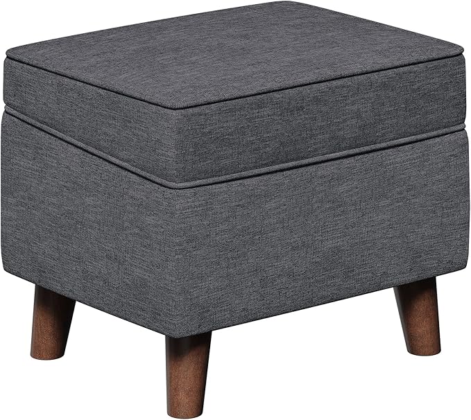 FAGAGA Storage Ottoman with Adjustable Cover, Soft Step Stool, Footrest and Seat, Ottoman Foot Rest for Living Room, Bedroom, Dorm, Light Gray