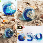 EUSTUMA Hand Blown Glass Figurines Ball Ocean Waves,Paperweight Glass Ball,Home Decor Collectible,Aquarium Decor,Office Decor Ocean Lovers (Ocean Waves)