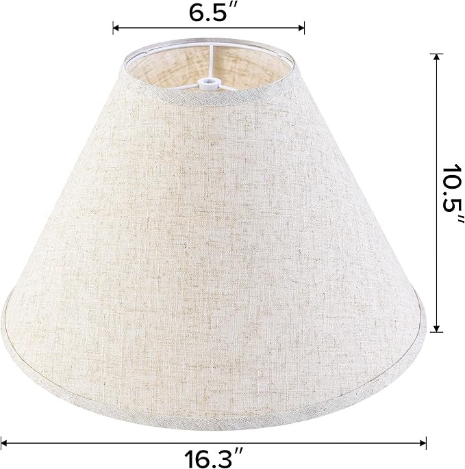 GO&SO Large Lamp Shades Set of 2 Oatmeal Beige Linen Lamp Shade, 6.5" Top x 16.3" Bottom x 10.5" Height, Replacement Lamp Shades for Table Lamps,Spider Empire Lamp Cover Handcrafted, Assembly Required